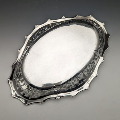 1903 年英國古董純銀(925 銀)精美耳環盤籃 336 克威廉姆斯伯明翰