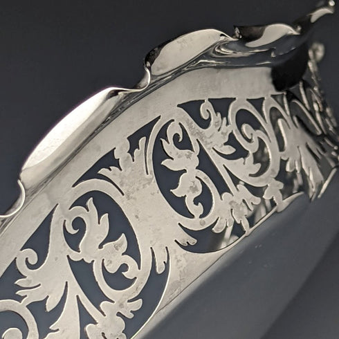 1903 年英國古董純銀(925 銀)精美耳環盤籃 336 克威廉姆斯伯明翰