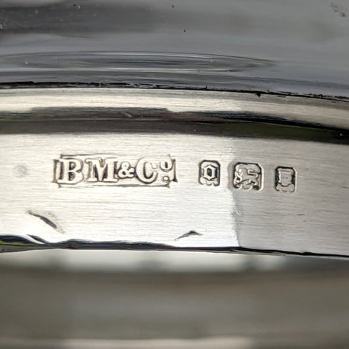 1929年 英国ヴィンテージ 純銀装飾 カットグラスジャー 351g B M & Co