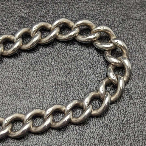 Cadena Albert de plata esterlina (925) antigua británica de alrededor de 1900, 55 g, con medalla tipo fob