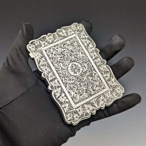 1877年 英国アンティーク 純銀(925シルバー)カードケース 62g Frederick William Bauer