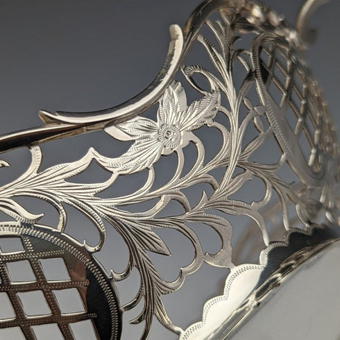 1892 年英國古董純銀籃子精美耳環 218 克