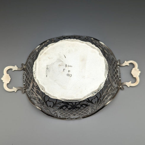 1892 年英國古董純銀籃子精美耳環 218 克