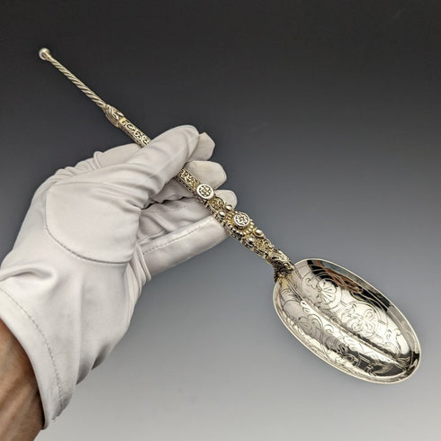 1902 British Antique Sterling Silver Large Anoiting Spoon 93g
