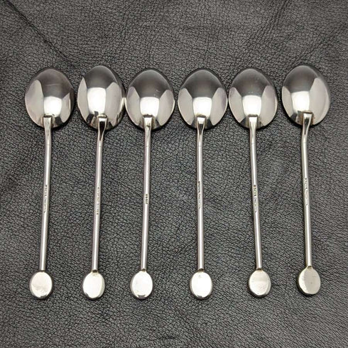 Juego de 6 cucharillas de té de plata de ley vintage con decoración de ópalo, en estuche