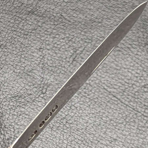 1897 British Antique Folding Pen Knife White Pearl Handle Pure Silver Blade
