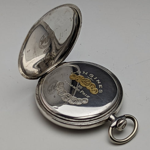 Around 1932 Vintage Longines pocket watch silver side hunter case works well