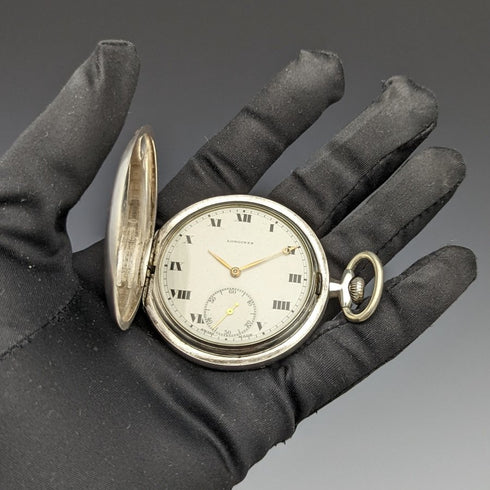Around 1932 Vintage Longines pocket watch silver side hunter case works well