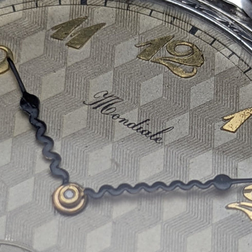 Antique MONDIALE pocket watch silver side open face works well