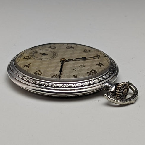 Antique MONDIALE pocket watch silver side open face works well