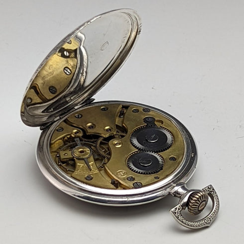 Antique MONDIALE pocket watch silver side open face works well