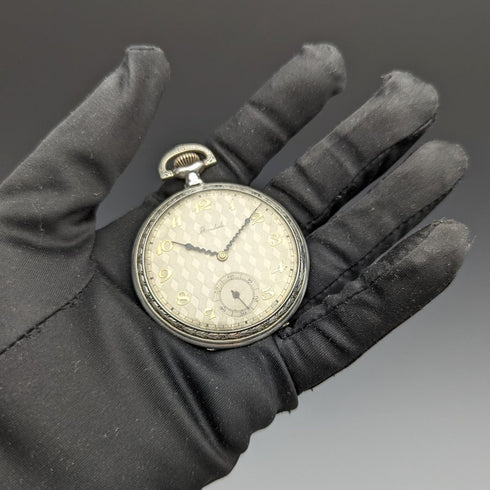 Antique MONDIALE pocket watch silver side open face works well