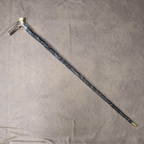 1908年 英国アンティーク 紳士用ステッキ 杖 鹿角クラッチハンドル 85cm