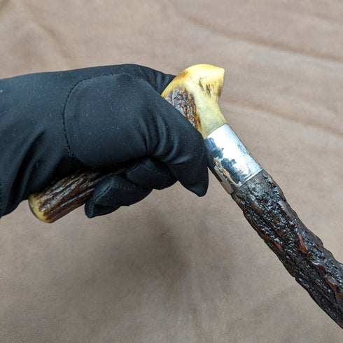 1908年 英国アンティーク 紳士用ステッキ 杖 鹿角クラッチハンドル 85cm