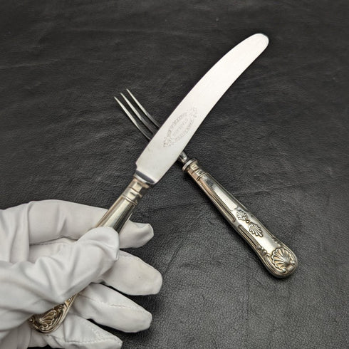 英国ヴィンテージ シルバープレートハンドル ステンレスブレード カトラリーセット 8x2