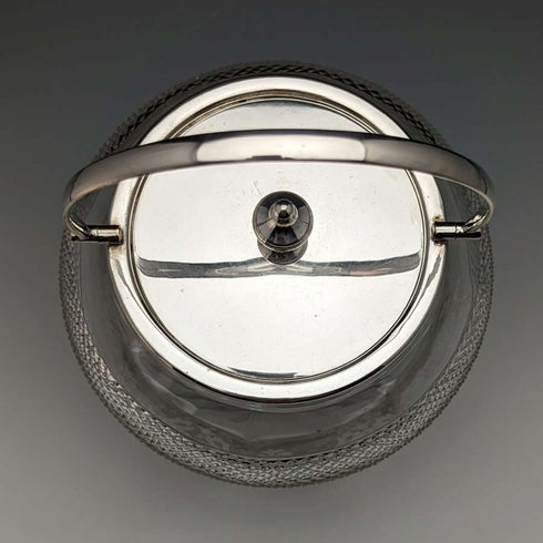 Barril para galletas de cristal tallado vintage británico, tapa chapada en plata, 823 g