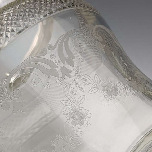 Barril para galletas de cristal tallado vintage británico, tapa chapada en plata, 823 g