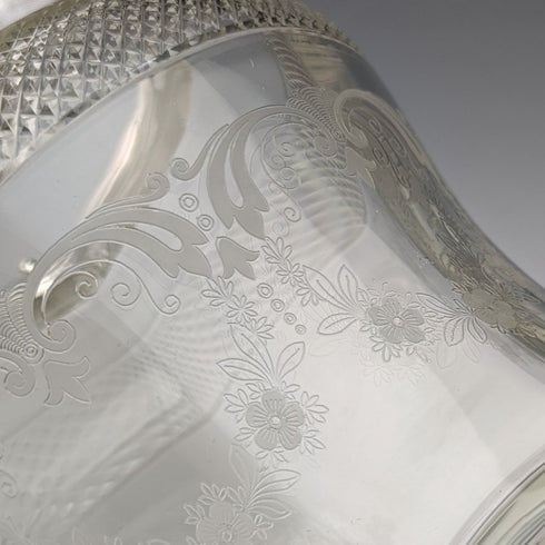 英国ヴィンテージ カットガラス ビスケットバレル シルバープレート蓋 823g