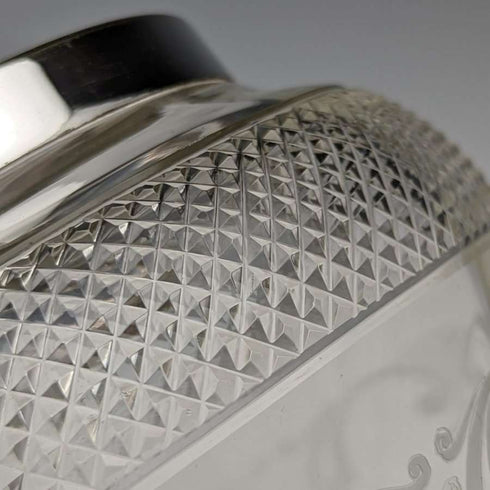 Barril para galletas de cristal tallado vintage británico, tapa chapada en plata, 823 g