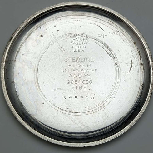 【整備済】英国アンティーク Lancashire Watch Co 懐中時計 銀側ケース ブラックダイヤル