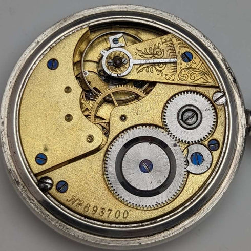 【整備済】英国アンティーク Lancashire Watch Co 懐中時計 銀側ケース ブラックダイヤル
