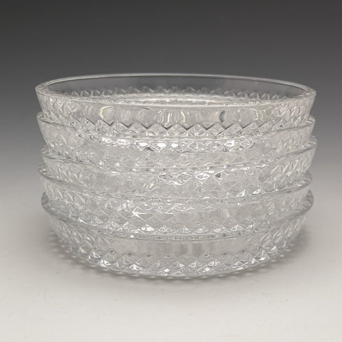 Set de 5 platos pequeños de cristal tallado vintage británico