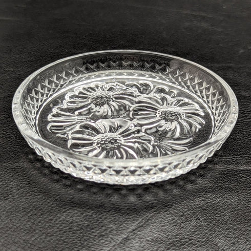 Set de 5 platos pequeños de cristal tallado vintage británico