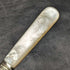 British Antique White Pearl Shell Handle Silver Plated Jam Spoon Pair