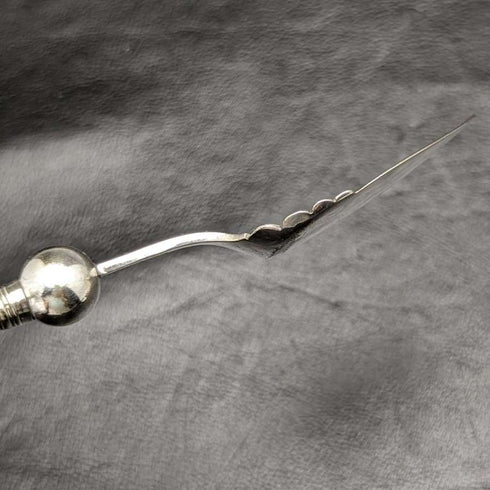 British Antique White Pearl Shell Handle Silver Plated Jam Spoon Pair
