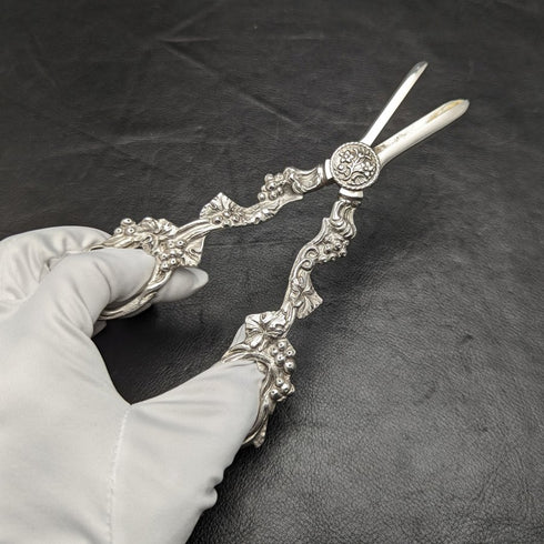 英国ヴィンテージ シルバープレート製 グレープシザー 葡萄彫刻 100g