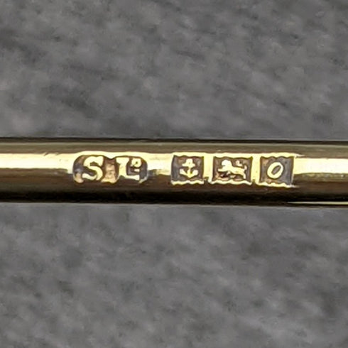 1963 British vintage sterling silver teaspoon set of 6 in enamel gold plated case