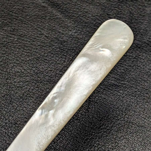 1915 年英國古董水果餐具套裝純銀刀片白珍珠貝殼手柄盒②