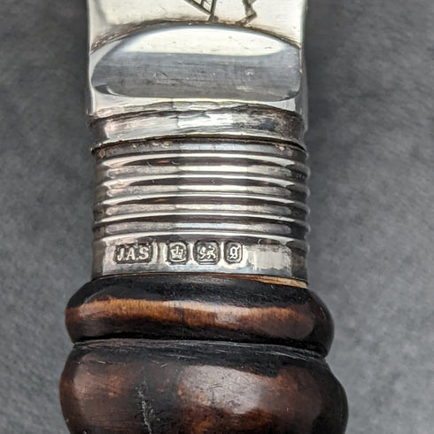 1899年 英国アンティーク シルバープレート製 フィッシュサーバーセット 鹿角ハンドル