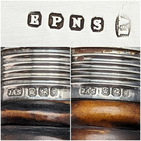 1899年 英国アンティーク シルバープレート製 フィッシュサーバーセット 鹿角ハンドル