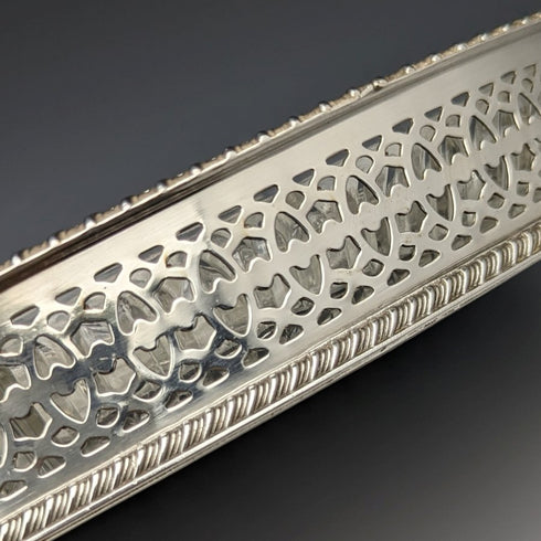 英國復古鍍銀畫廊托盤帶玻璃內膽寬度 31 厘米 1717 克