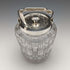 Tarro para mermelada de cristal tallado antiguo británico con tapa de plata chapada y cuchara