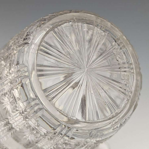 Tarro para mermelada de cristal tallado antiguo británico con tapa de plata chapada y cuchara