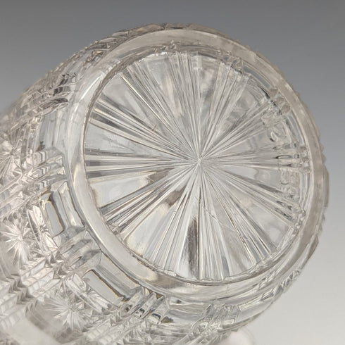 英国アンティーク カットガラス ジャムポット シルバープレート蓋 スプーン付き