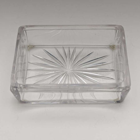 1861 British Antique Cut Glass Box Pure Silver Lid 213g