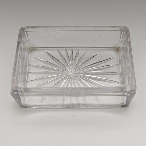 1861年 英国アンティーク カットガラス ボックス 純銀蓋 213g