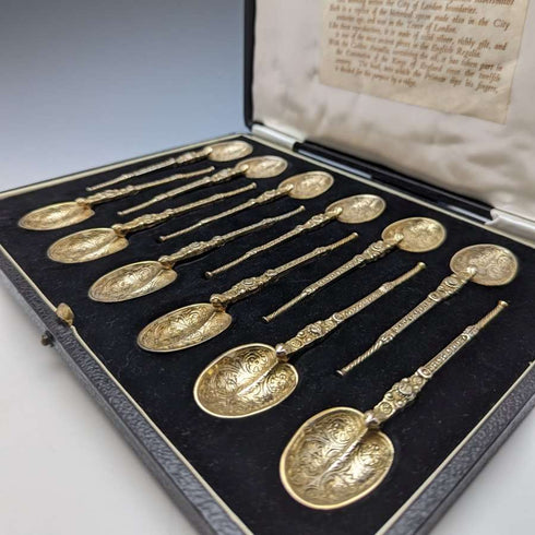 1936年 英国ヴィンテージ 純銀製 アノイティングスプーン 12本セット ケース入り
