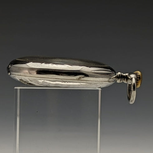 アンティーク スイス製 懐中時計 彫刻銀側オープンフェース 紙文字盤 動作良好