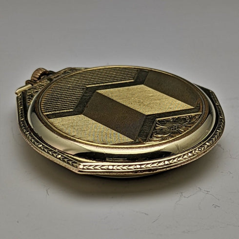 Vintage Swiss HELVETIA gold-plated case pocket watch works well