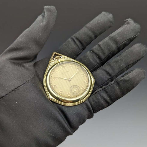 Vintage Swiss HELVETIA gold-plated case pocket watch works well