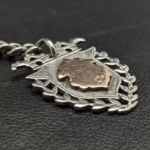 大約 1887 年英國古董純銀阿爾伯特鏈 49 克純銀獎牌錶鍊