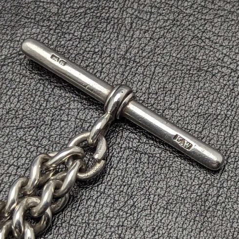 Around 1887 British Antique Sterling Silver Albert Chain 49g Sterling Silver Medal Fob