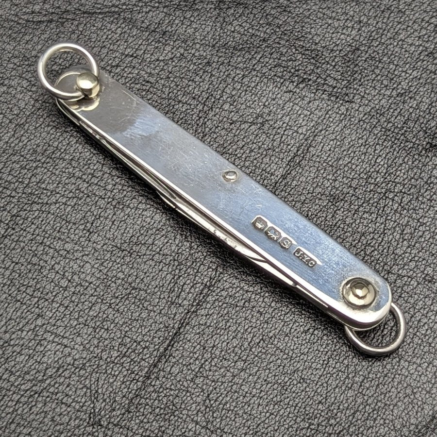 1960年 英国ヴィンテージ 純銀ハンドル ダブルブレード 折りたたみ