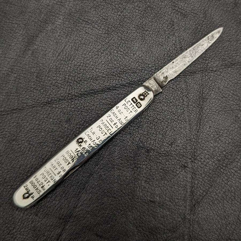 1904 British Antique Pure Silver Handle Folding Mini Knife with Ruler
