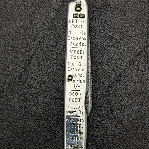 1904 British Antique Pure Silver Handle Folding Mini Knife with Ruler