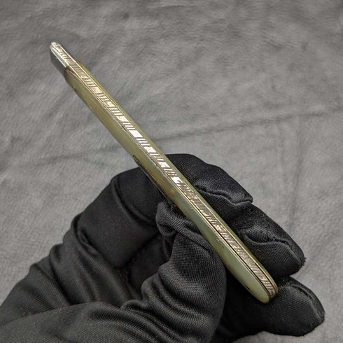 1816 British Antique White Pearl Shell Handle Pure Silver Blade Folding Pen Knife